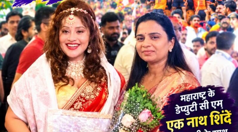 Miss Glamourface World India Angel Tetarbe Honored by the Deputy CM Eknath Shinde ‘s Wife During Grand Dahi Handi Festival in Mumbai